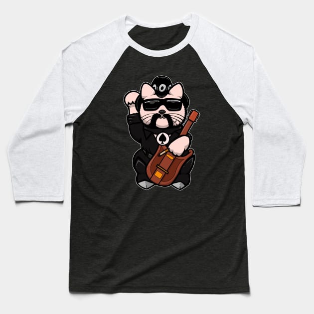 Lemmy Lucky cat Baseball T-Shirt by yayzus